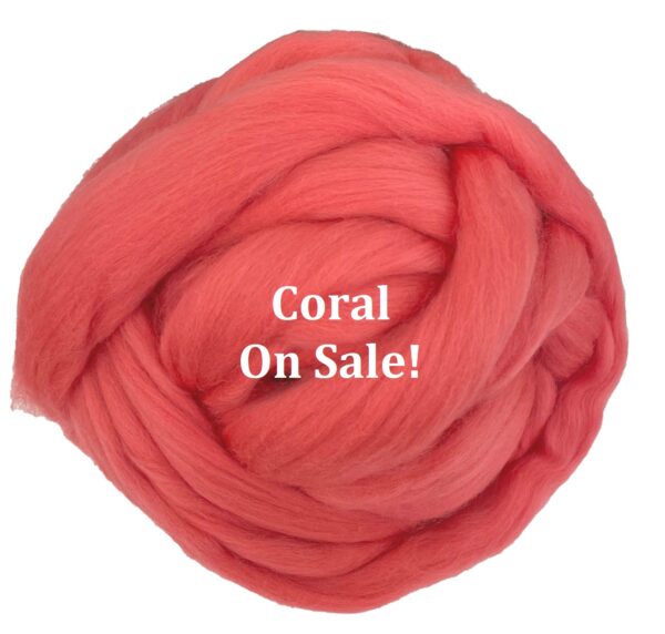 Coral NZ corriedale wool roving on sale