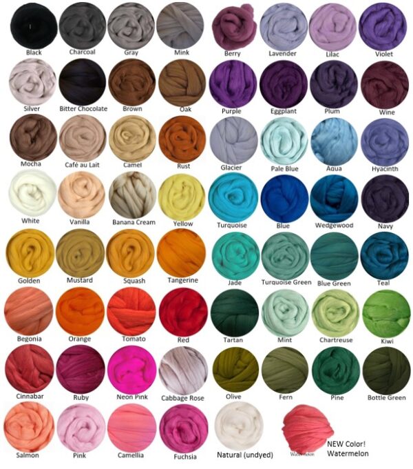 merino wool roving colors