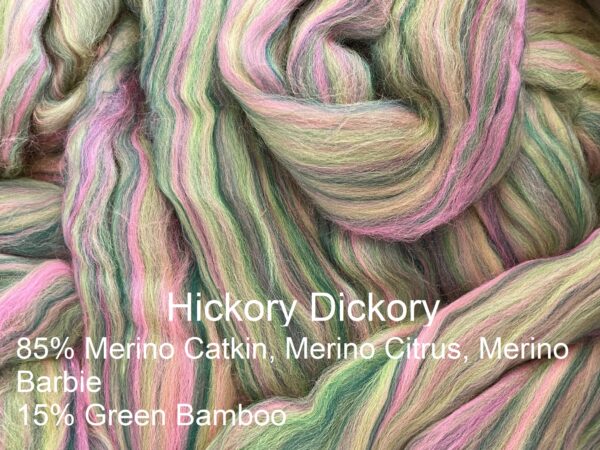 Merino wool and bamboo top roving hickory dickery