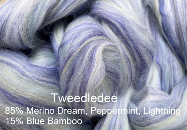 Tweedledee merino and wool roving top