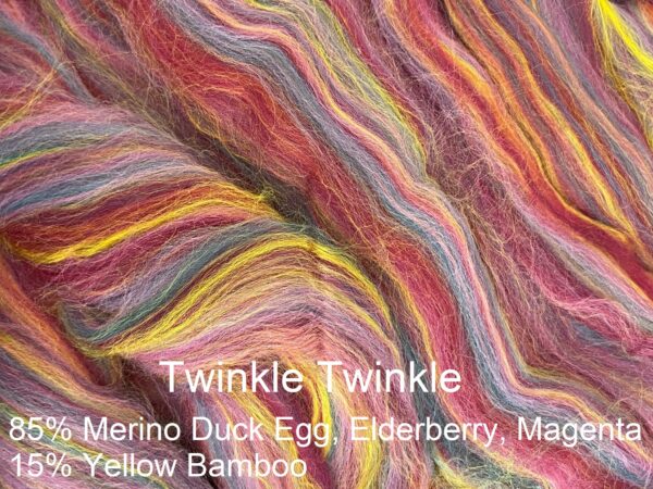 twinkle twinkle merino wool bamboo roving top