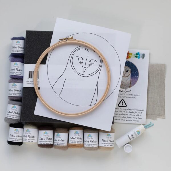 Dani Ives barn owl needle felting kit contents