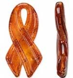 SALE! Blown Glass  Pendant -- Orange Awareness Ribbon (58mm)