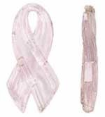 SALE! Blown Glass  Pendant - Pink Awareness Ribbon (58mm)