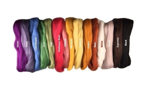 NZ Corriedale Wool Roving 15 Nature Colors