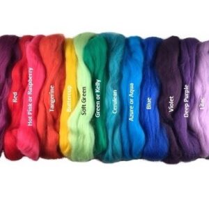 NZ Corriedale Wool Roving 15 Vivid Colors