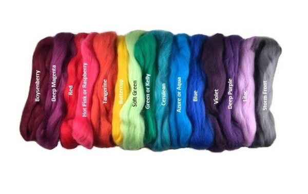 NZ Corriedale Wool Roving 15 Vivid Colors