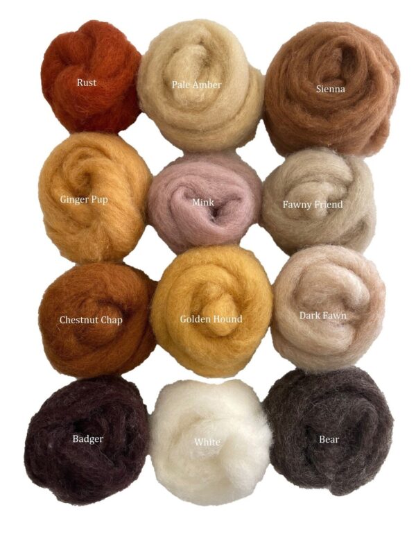 Corriedale Felting Wool- The Wildlife Collection (12 colors)